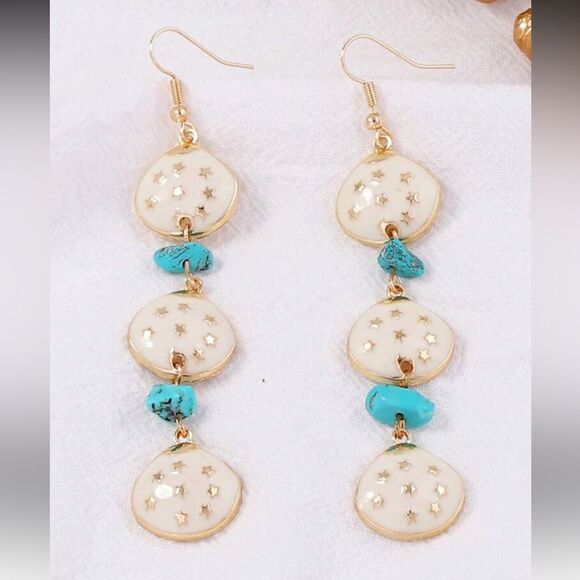 Turquoise Dangle Earrings A1262 - Picture 3 of 5